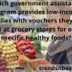 Which government assistance program provides low-income families with vouchers they can use at grocery stores for only specific healthy foods